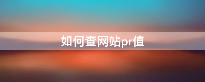 如何查网站pr值（网站的pr值怎么查）