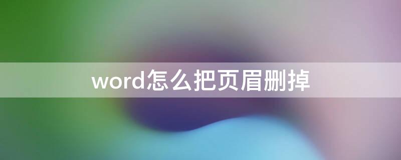 word怎么把頁眉刪掉（怎么在word里面刪除頁眉）