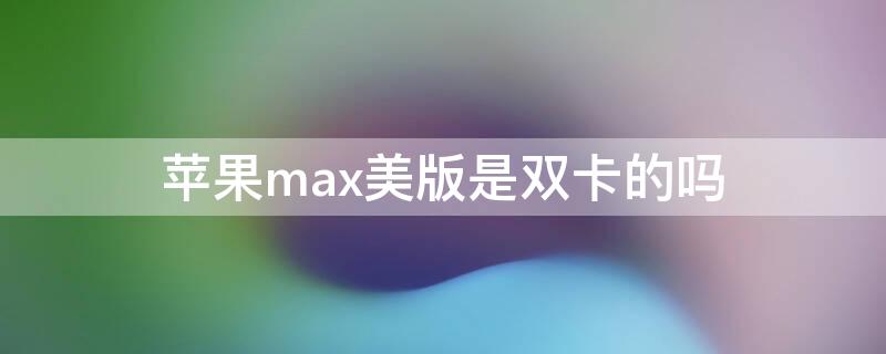 iPhonemax美版是双卡的吗 iphonemax美版支持双卡吗