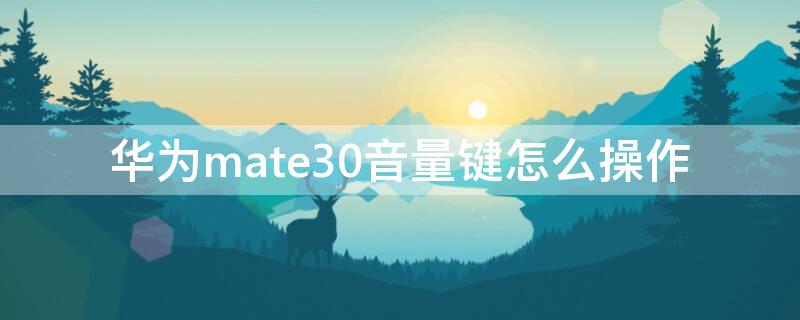 华为mate30音量键怎么操作（华为mate30音量键怎么调）