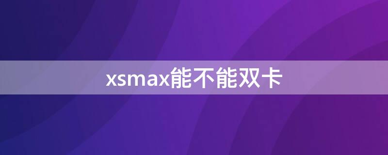 xsmax能不能雙卡（xsmax可以雙卡嗎）