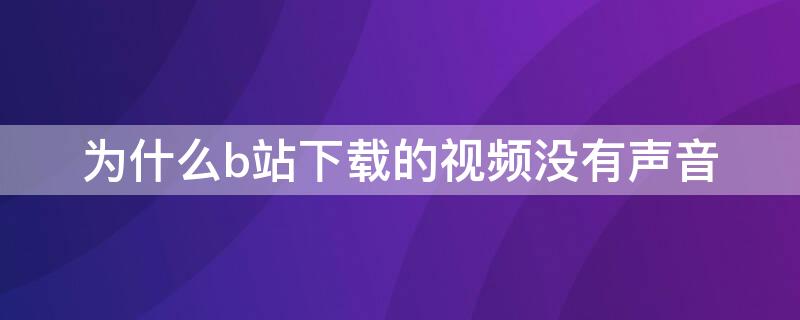 为什么b站下载的视频没有声音（为啥b站下载的视频没有声音）