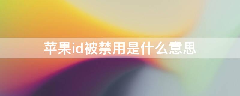 iPhoneid被禁用是什么意思（iphone id被禁用）