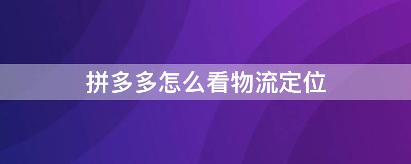 拼多多怎么看物流定位（拼多多怎么看物流定位信息）