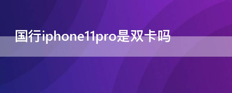 国行iPhone11pro是双卡吗 iPhone11pro是双卡的嘛