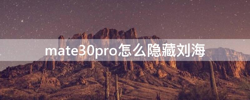 mate30pro怎么隐藏刘海 mate30pro隐藏刘海效果图