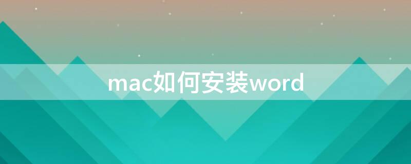 mac如何安装word（mac如何安装word文档）