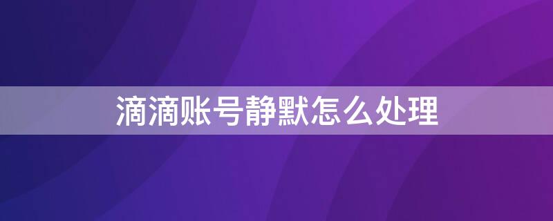 滴滴賬號靜默怎么處理 滴滴賬號被靜默怎么辦