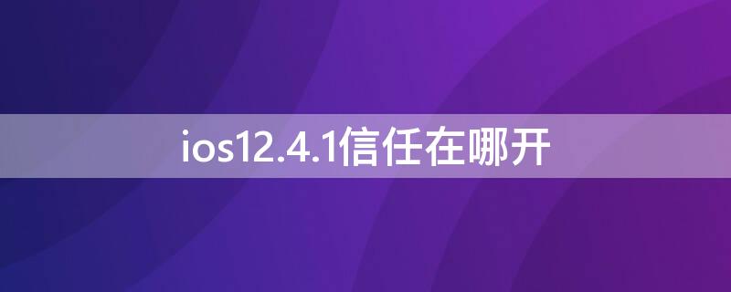 ios12.4.1信任在哪开