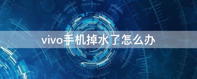 vivo手机掉水了怎么办 vivo手机掉水了怎么办能修好吗