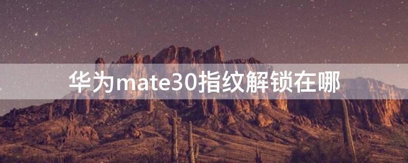 华为mate30指纹解锁在哪 华为mate30指纹解锁在哪设置