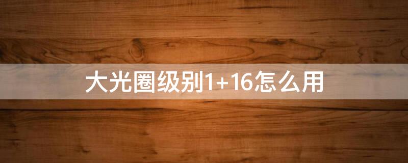 大光圈级别1 大光圈级别16是什么意思