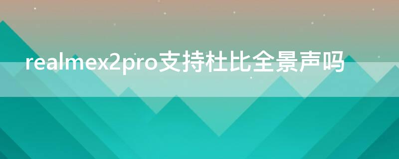 realmex2pro支持杜比全景声吗 realmex2pro外放音质