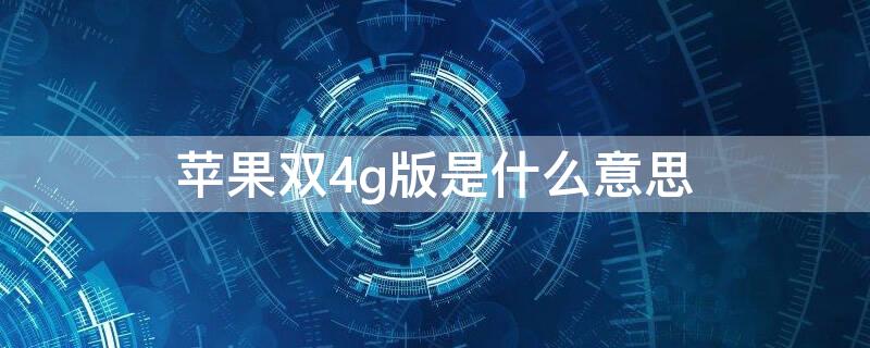 iPhone双4g版是什么意思 iphone双4g是什么版本