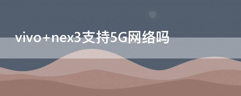 vivo nex3支持5G网络吗