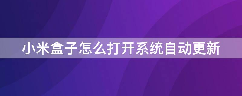 小米盒子怎么打開(kāi)系統(tǒng)自動(dòng)更新 小米盒子自動(dòng)更新怎么辦