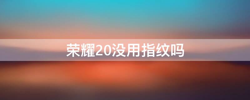 荣耀20没用指纹吗（荣耀20没用指纹吗怎么弄）