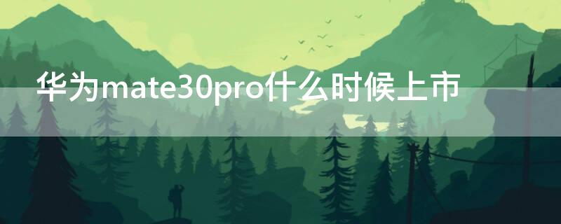 华为mate30pro什么时候上市 华为mate30pro什么时候上市5G