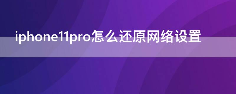 iPhone11pro怎么還原網(wǎng)絡(luò)設(shè)置 iphone11如何還原網(wǎng)絡(luò)設(shè)置