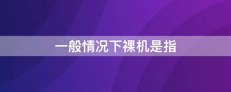 一般情况下裸机是指 通常裸机是指