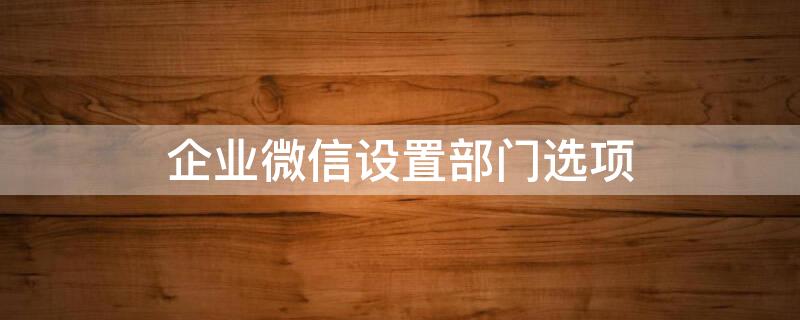 企業(yè)微信設(shè)置部門選項(xiàng)（企業(yè)微信部門怎么設(shè)置）