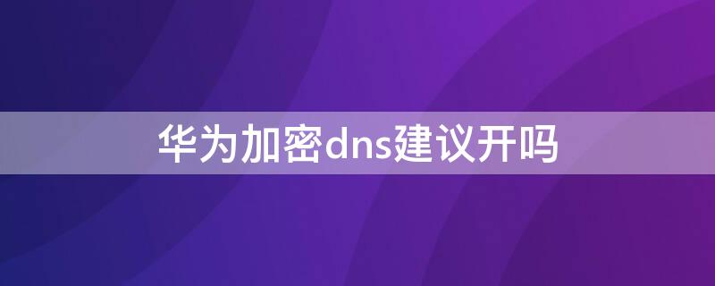 华为加密dns建议开吗 华为加密dns有必要开吗