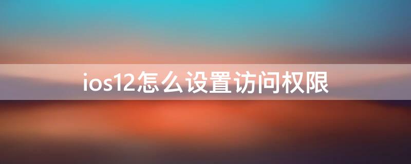 ios12怎么设置访问权限（iphone12怎么设置访问权限）