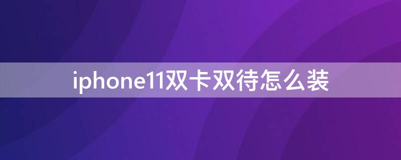 iPhone11双卡双待怎么装（iPhone12双卡双待怎么装）