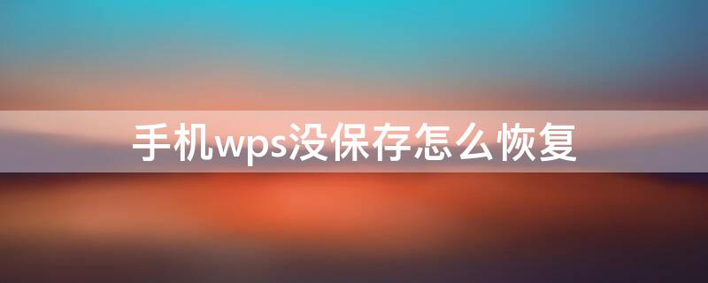 手机wps没保存怎么恢复（手机wps没保存怎么恢复数据）