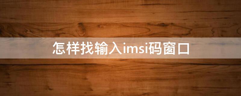 怎樣找輸入imsi碼窗口 輸入imsi的窗口沒有彈出