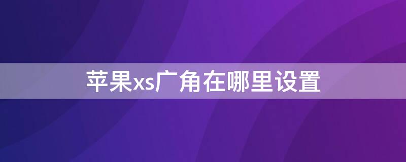 iPhonexs广角在哪里设置 iphone xs广角怎么设置