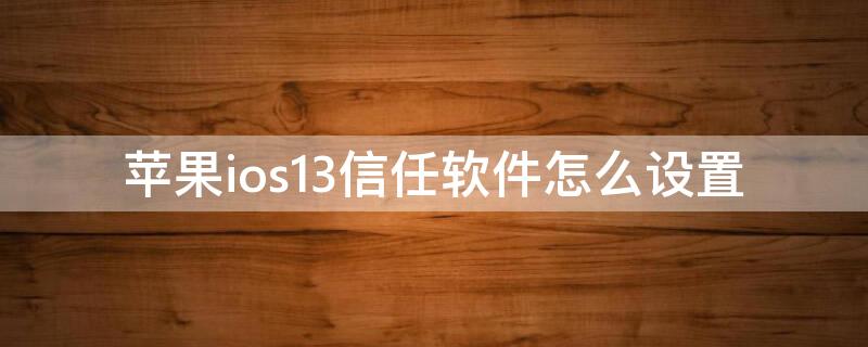 iPhoneios13信任软件怎么设置（iphone11如何设置信任第三方软件）