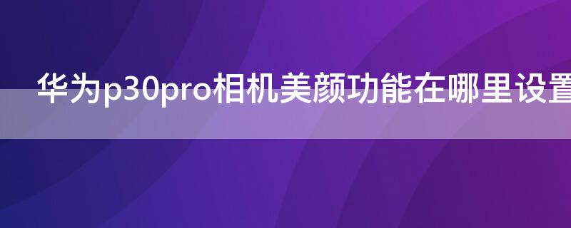 华为p30pro相机美颜功能在哪里设置（华为p30pro相机怎么设置美颜功能）