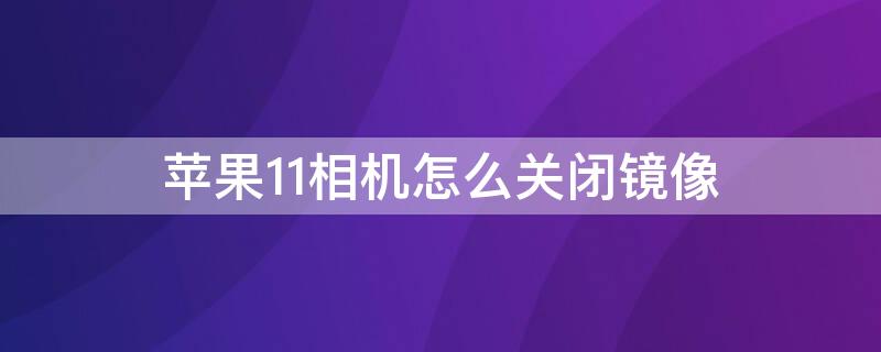 iPhone11相机怎么关闭镜像 iphone11相机怎么关闭镜像模式