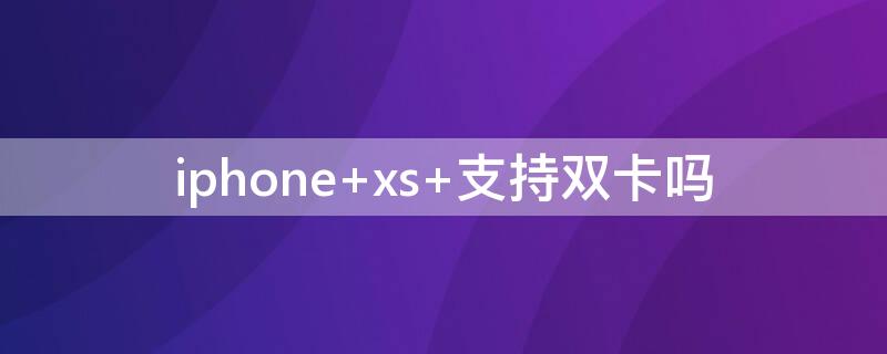 iPhone xs 支持双卡吗