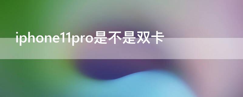 iPhone11pro是不是雙卡（iphone11pro 是不是雙卡）