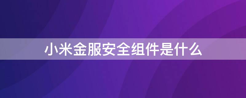 小米金服安全组件是什么（小米金服安全组件是什么软件）