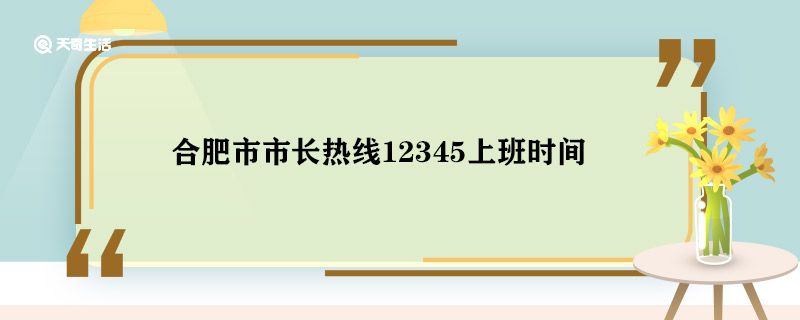 合肥市市长热线12345上班时间 市长热线12345上班时间