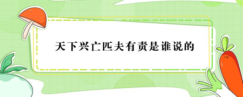 天下興亡匹夫有責(zé)是誰說的（天下興亡匹夫有責(zé)是誰說的意思是什么）