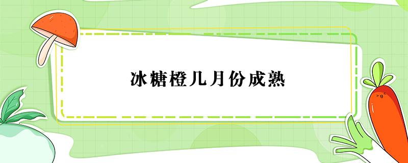 冰糖橙几月份成熟 冰糖橙是几月份成熟