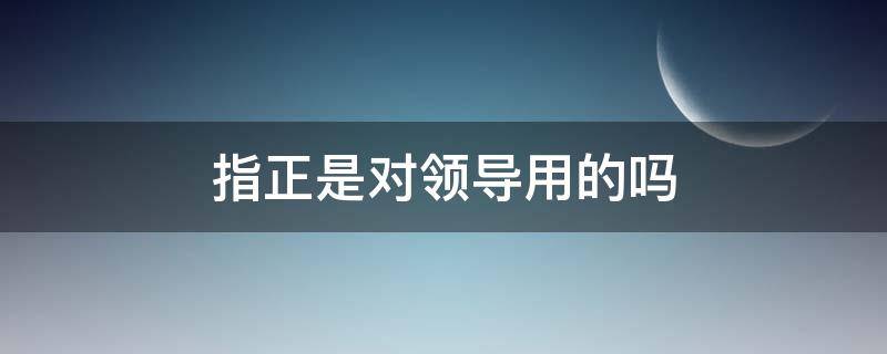 指正是对领导用的吗 领导指正是什么意思