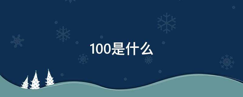 100是什么 100是什么位数