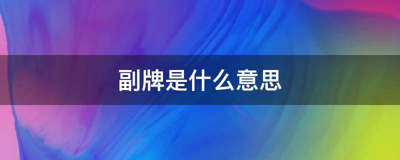 副牌是什么意思 车牌副牌是什么意思