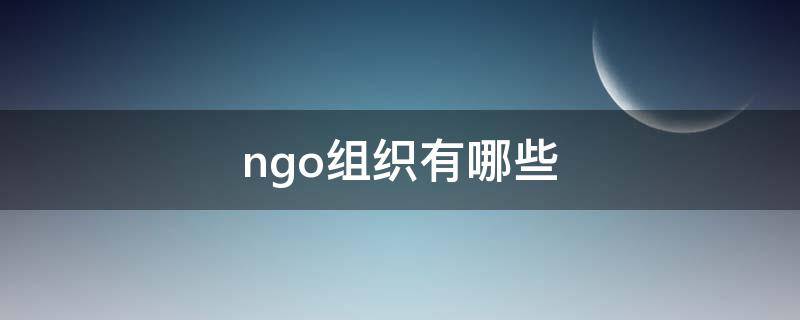 ngo组织有哪些 ngo组织有哪些英语