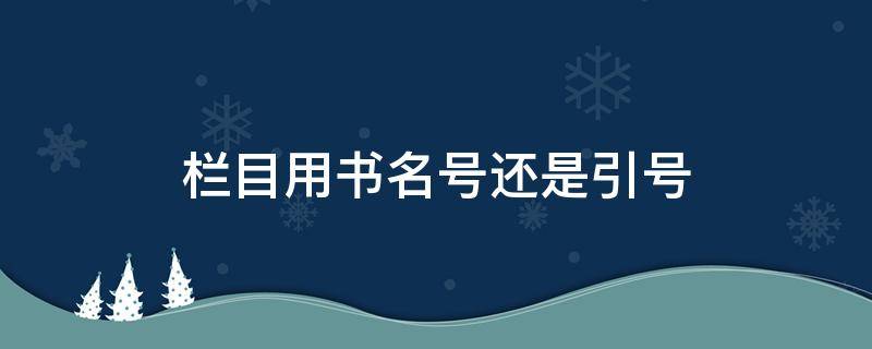 栏目用书名号还是引号 栏目用加书名号吗