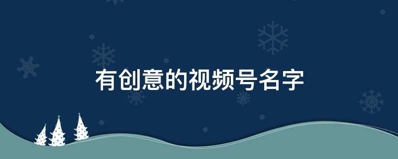 有创意的视频号名字 独特的视频号名字