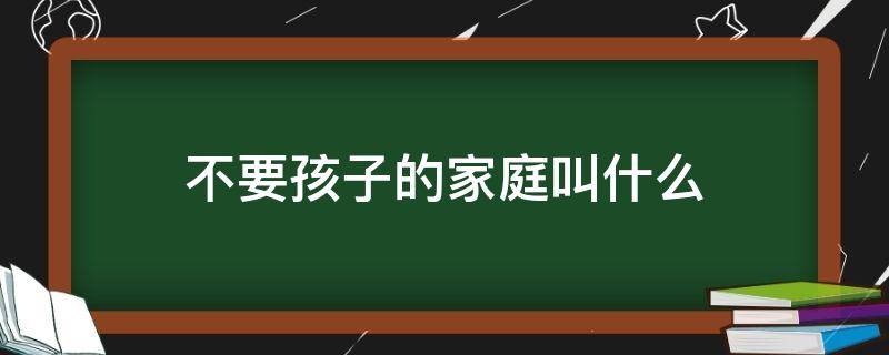 不要孩子的家庭叫什么 不要孩子的家庭叫什么家庭