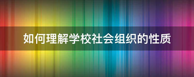 如何理解學(xué)校社會(huì)組織的性質(zhì) 學(xué)校社會(huì)組織的意義