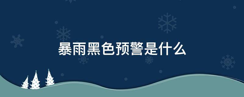 暴雨黑色预警是什么（暴雨黑色预警是什么香港）