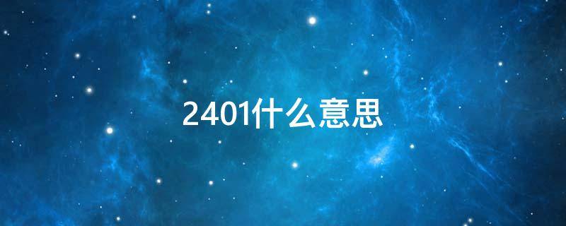 2401什么意思 2401是什么